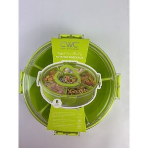 CWC‎ Divided Serving Tray With Lid Rotating Snack Box 6 Compartment BPA Free